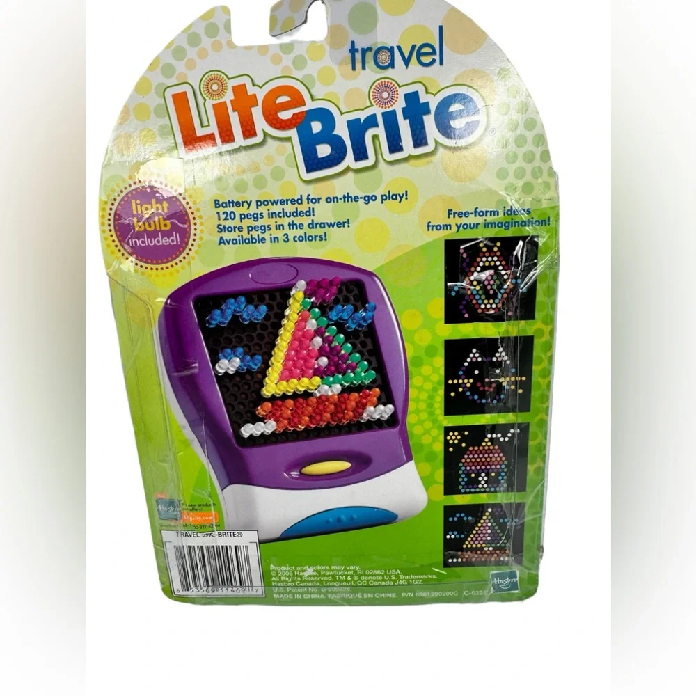 Travel Lite Brite Purple By Hasbro 120 Pegs Open Package 2006